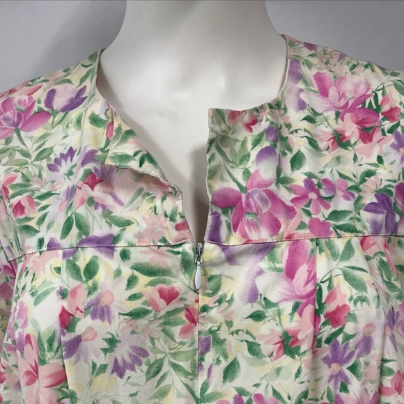 Vintage Carlton Hall Neiman Nightgown Women Large White Pink Floral Maxi Cotton - Picture 7 of 11